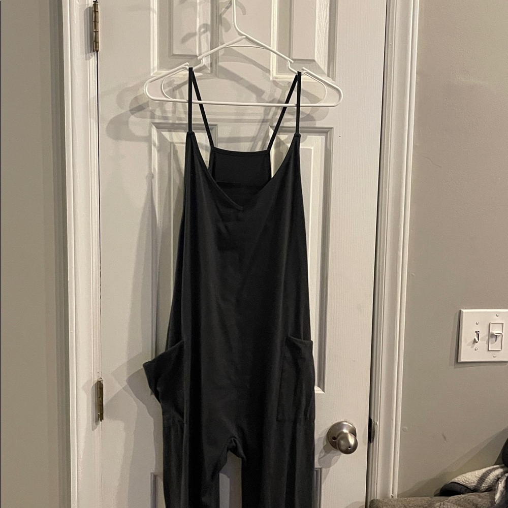 Dark gray maternity Spaghetti Strap Jumpsuit large